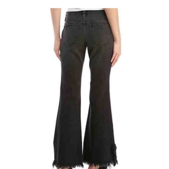 Free People We The Free Vintage Flare Jeans Black Size 28 Mid Rise Raw Hem - Picture 5 of 12